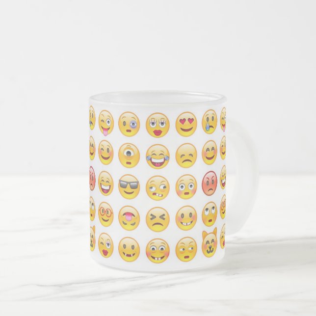 emoji frosted glass coffee mug (Front Right)