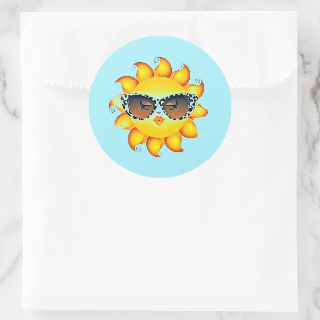 Emoji Girl Sunglasses Round Sky Blue Stickers (Bag)