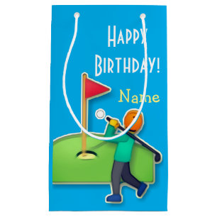 Emoji golf Happy Birthday light blue Small Gift Bag