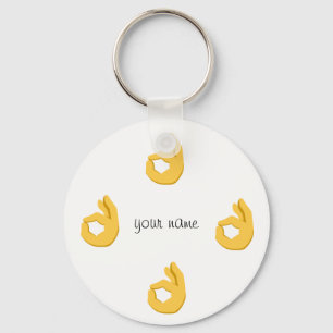 Emoji Hand Sign and '' Your Name Here " Key Ring