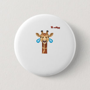 emoji happy crying giraffe face   6 cm round badge