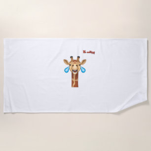 emoji happy crying giraffe face   beach towel