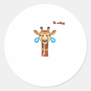 emoji happy crying giraffe face   classic round sticker