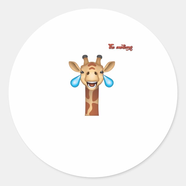emoji happy crying giraffe face   classic round sticker (Front)