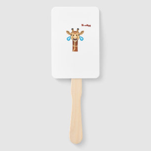 emoji happy crying giraffe face hand fan