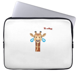 emoji happy crying giraffe face   laptop sleeve