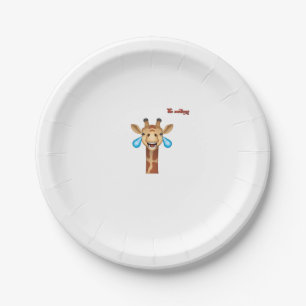 emoji happy crying giraffe face   paper plate