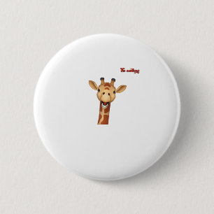 emoji happy enthusiastic giraffe face  6 cm round badge