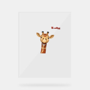 emoji happy enthusiastic giraffe face acrylic sign