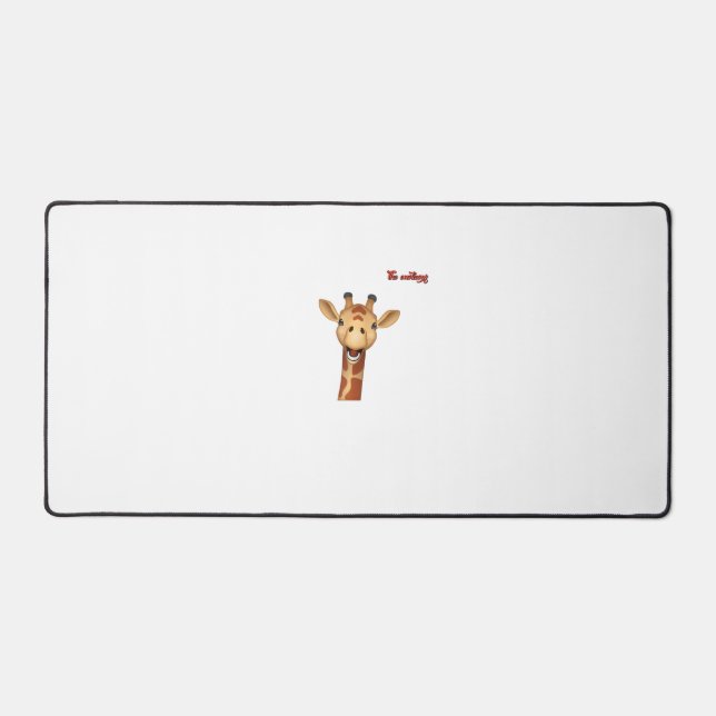 emoji happy enthusiastic giraffe face  desk mat (Front)