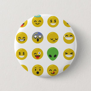 Emoji happy face 6 cm round badge