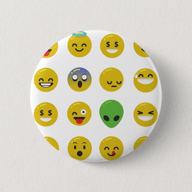 Emoji happy face 6 cm round badge (Front)
