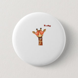emoji happy love eyes giraffe face  6 cm round badge