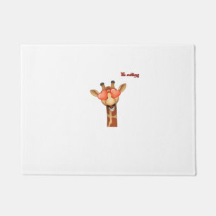 emoji happy love eyes giraffe face  doormat