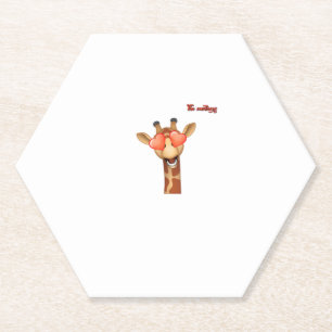 emoji happy love eyes giraffe face  paper coaster