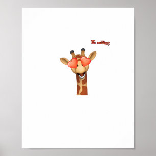 emoji happy love eyes giraffe face  poster