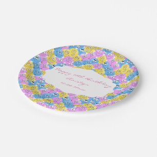 Emoji Happy Silly Pastel Faces Paper Plate