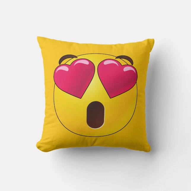 Emoji Heart Eyes Valentines Cushion (Front)