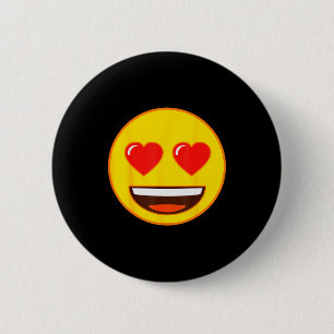 Emoji Heart Eyes Yellow Smile Face  6 Cm Round Badge