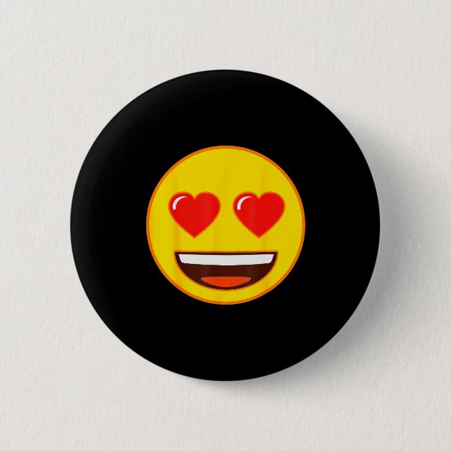 Emoji Heart Eyes Yellow Smile Face  6 Cm Round Badge (Front)