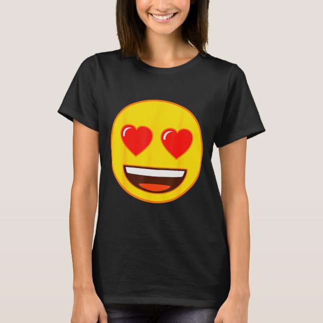 Emoji Heart Eyes Yellow Smile Face  T-Shirt (Front)