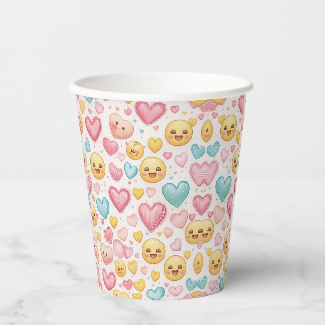 Emoji Hearts Party Paper Cup (Front)