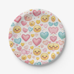 Emoji Hearts Party Paper Plate