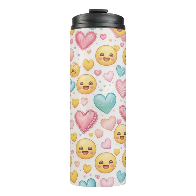 Emoji Hearts Vibes Thermal Tumbler (Front)