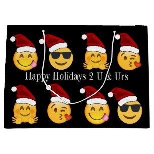 Emoji Holiday w/Personalised Text Large Gift Bag