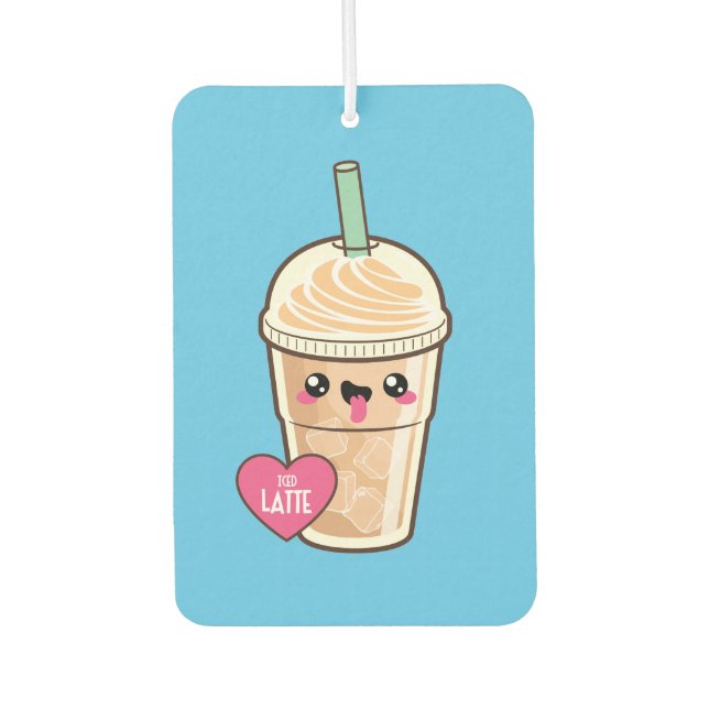 Emoji Iced Latte Car Air Freshener (Front)