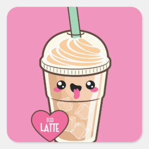 Emoji Iced Latte Square Sticker