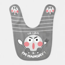 Emoji I'm Hangry Custom name Baby Bib