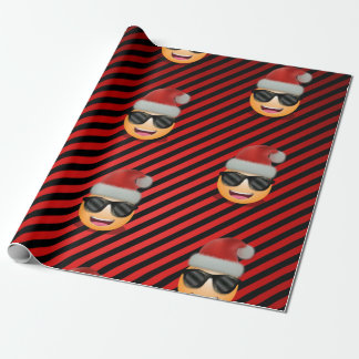 Emoji in Santa Hat and Sunglasses Christmas Wrapping Paper