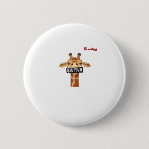 emoji insulting angry giraffe face 6 cm round badge