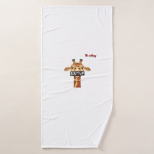 emoji insulting angry giraffe face  bath towel