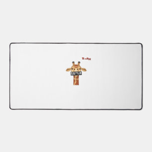 emoji insulting angry giraffe face desk mat