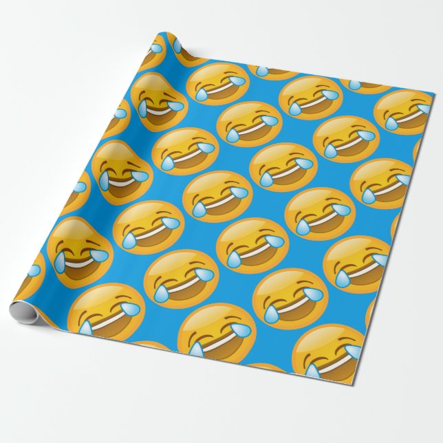 Emoji Laughing Wrapping Paper (Unrolled)