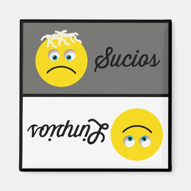 Emoji Limpios Sucios Dishwasher Magnet (Front)