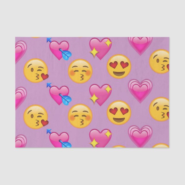 Emoji Love And Hearts Pink Pattern Tissue Paper (Front)