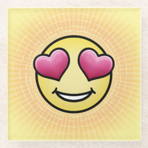 Emoji Love Glass Coaster