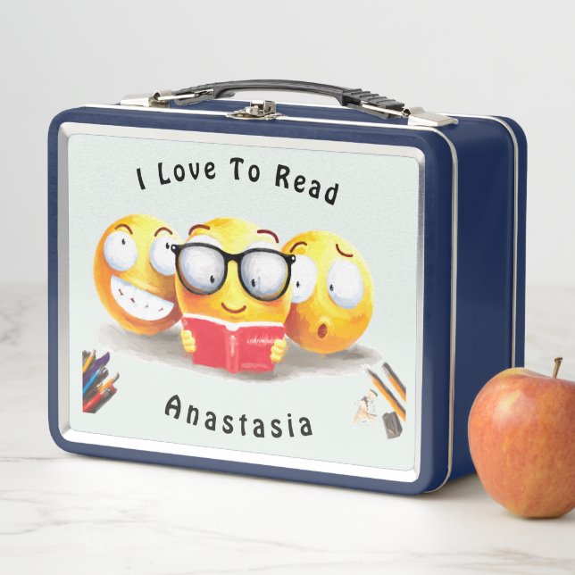 Emoji Love To Read Metal Lunch Box (In Situ)