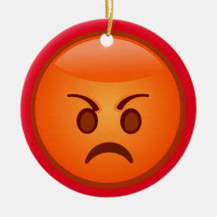 Emoji Mad Face Ceramic Tree Decoration