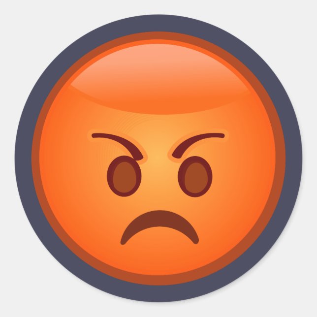 Emoji Mad Face Classic Round Sticker (Front)