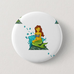 emoji mermaid 6 cm round badge