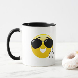 Emoji Middle Finger With Sunglasses Coffee Mug