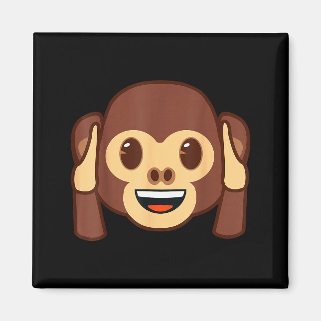 Emoji Monkey Holding Ears Yellow Smile Face  Magnet (Front)