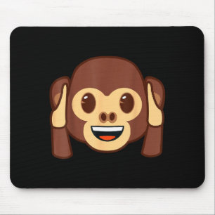 Emoji Monkey Holding Ears Yellow Smile Face Mouse Mat