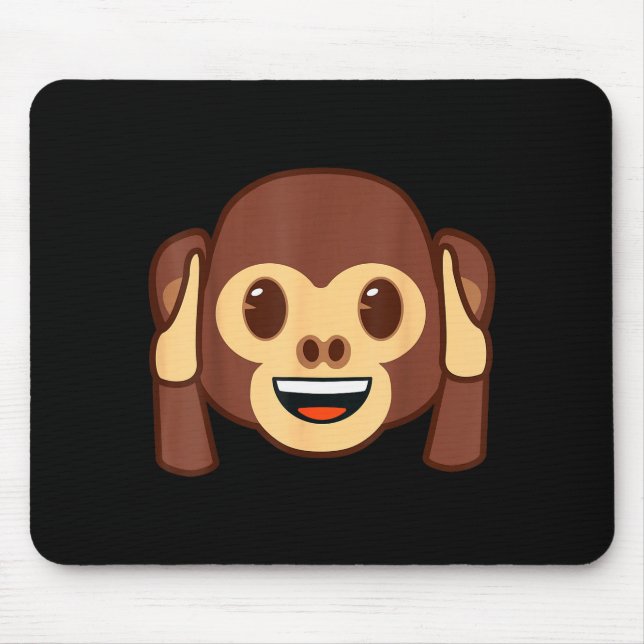 Emoji Monkey Holding Ears Yellow Smile Face  Mouse Mat (Front)