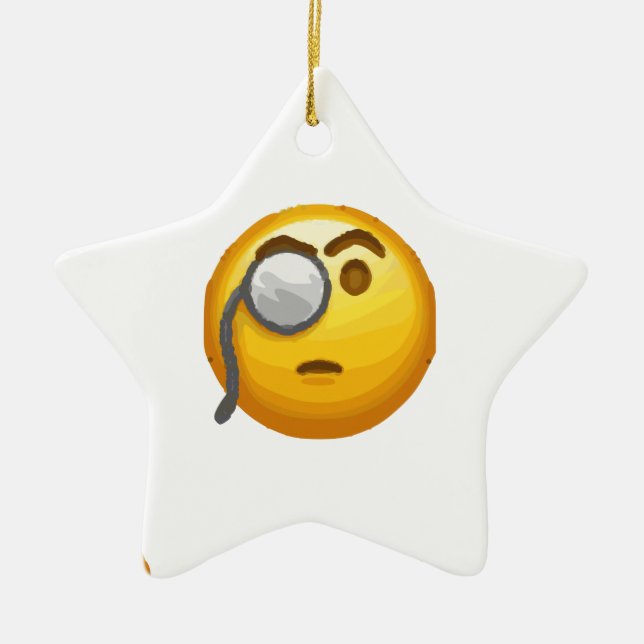 emoji monocle ceramic tree decoration (Front)