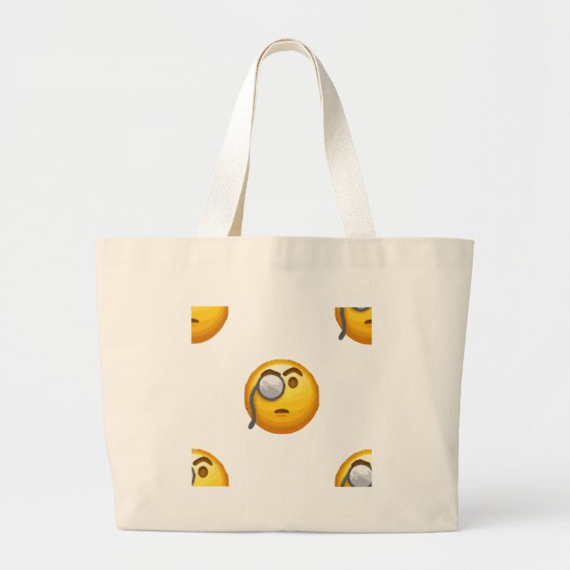 emoji monocle large tote bag (Front)
